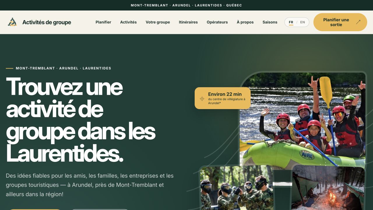 Capture du site actif de Activités de Groupe
