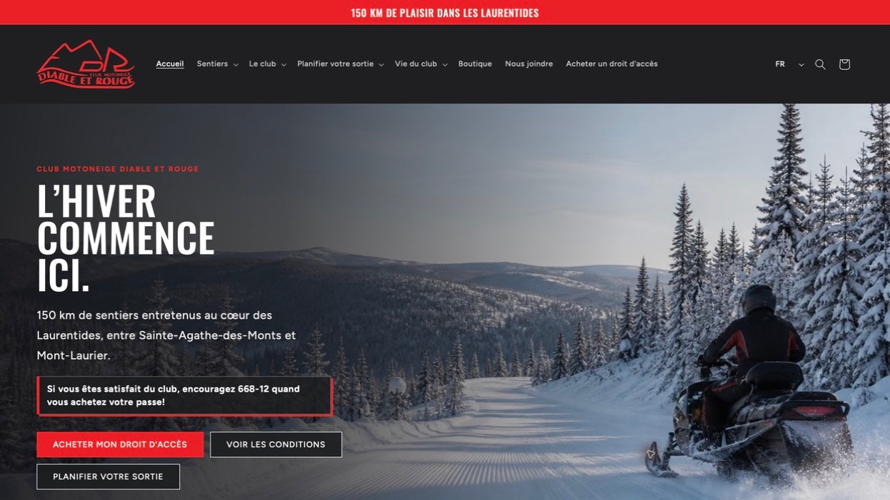 Capture du site actif de Club de Motoneige Diable et Rouge